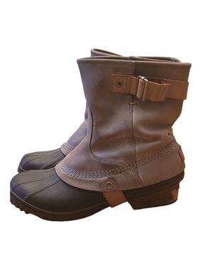Sorel Two-Tone Brown Leather Duck Boots